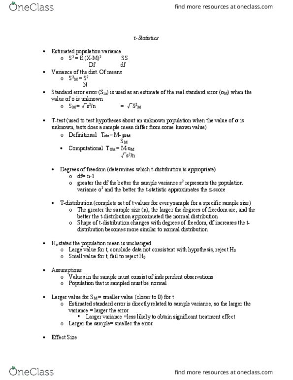 PSYC 2019H Chapter Notes - Chapter 9: Confidence Interval, Standard Deviation, Statistic thumbnail