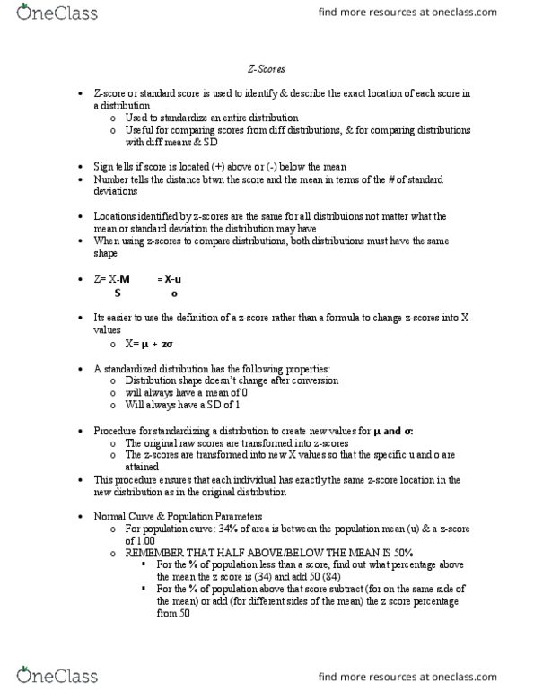 PSYC 2019H Chapter Notes - Chapter 5: Normal Distribution, Standard Deviation, Standard Score thumbnail