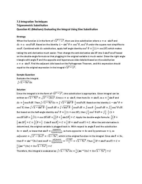 MAT136H1 Lecture Notes - Pythagorean Theorem, Trigonometry, Antiderivative thumbnail