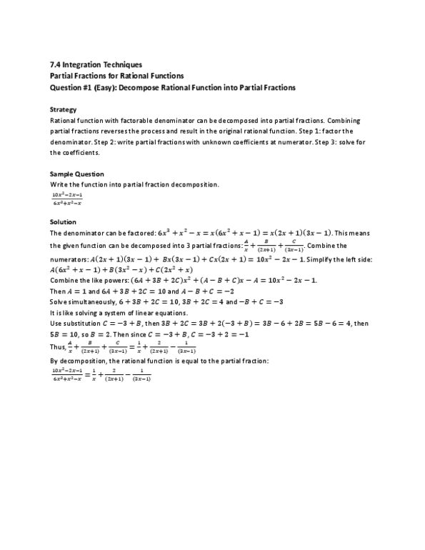 MAT136H1 Lecture Notes - Partial Fraction Decomposition thumbnail