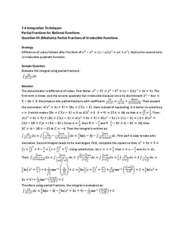 MAT136H1 Lecture Notes - Partial Fraction Decomposition, Quadratic Function thumbnail