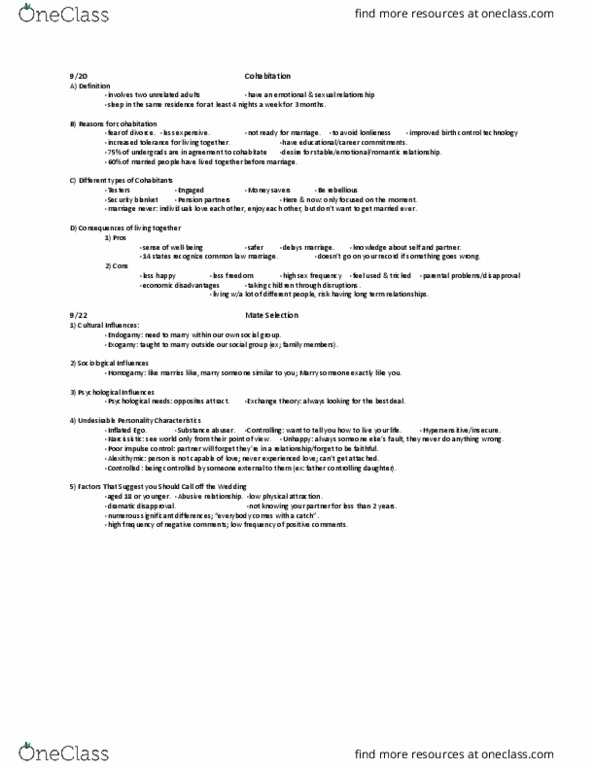 SOCI 1025 Lecture Notes - Lecture 7: Social Exchange Theory, Endogamy, Exogamy thumbnail