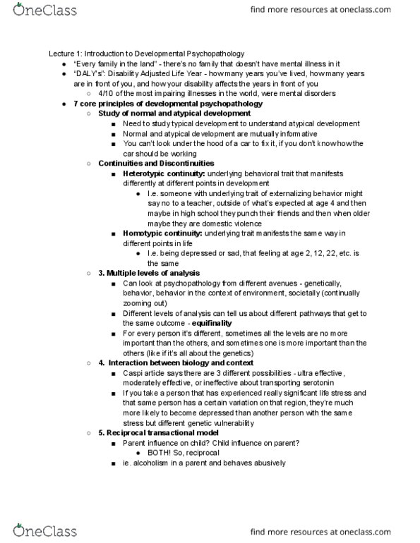 PSYCH 131 Lecture Notes - Lecture 1: Protective Factor, Stress Management, Developmental Psychopathology thumbnail