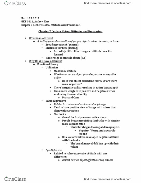 MKT 3411 Lecture Notes - Lecture 11: Cognitive Dissonance, Tiger Woods, Balance Theory thumbnail