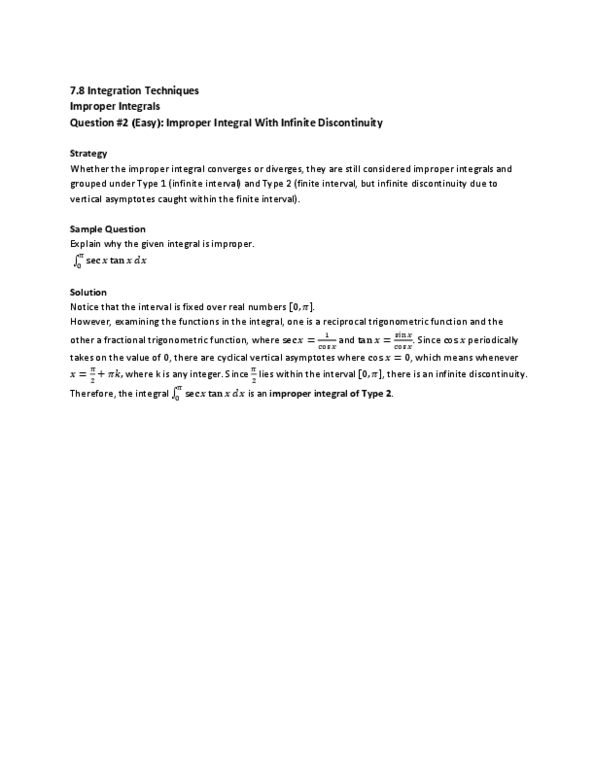 MAT136H1 Lecture Notes - Improper Integral, Trigonometric Functions thumbnail