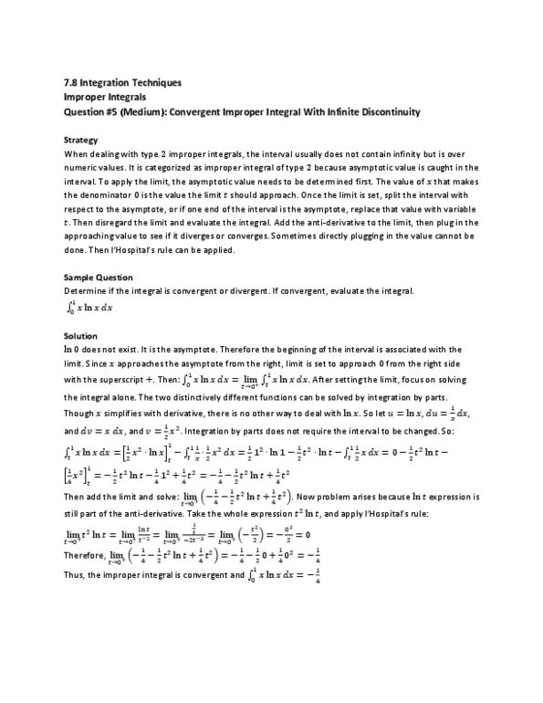 MAT136H1 Lecture Notes - Improper Integral, Asymptote, Antiderivative thumbnail