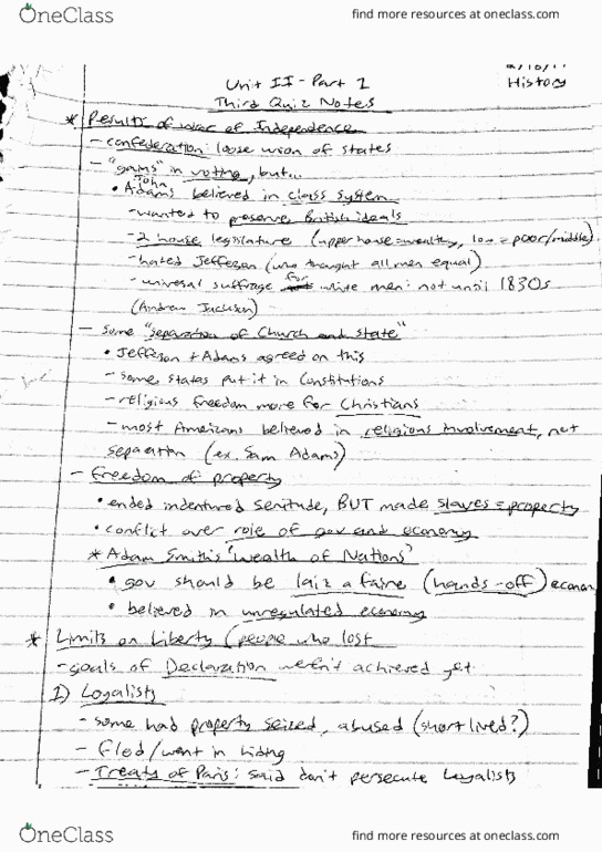 AMH 2010 Lecture 6: Unit 2 Part 1 - Third Quiz Notes thumbnail