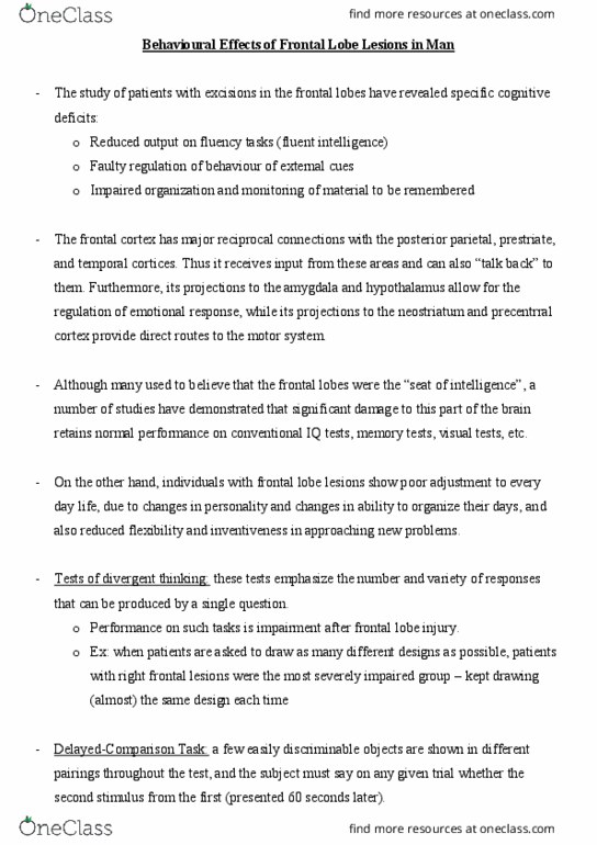 PSYC 311 Chapter Notes - Chapter 25: Frontal Lobe, Temporal Lobe, Striatum thumbnail