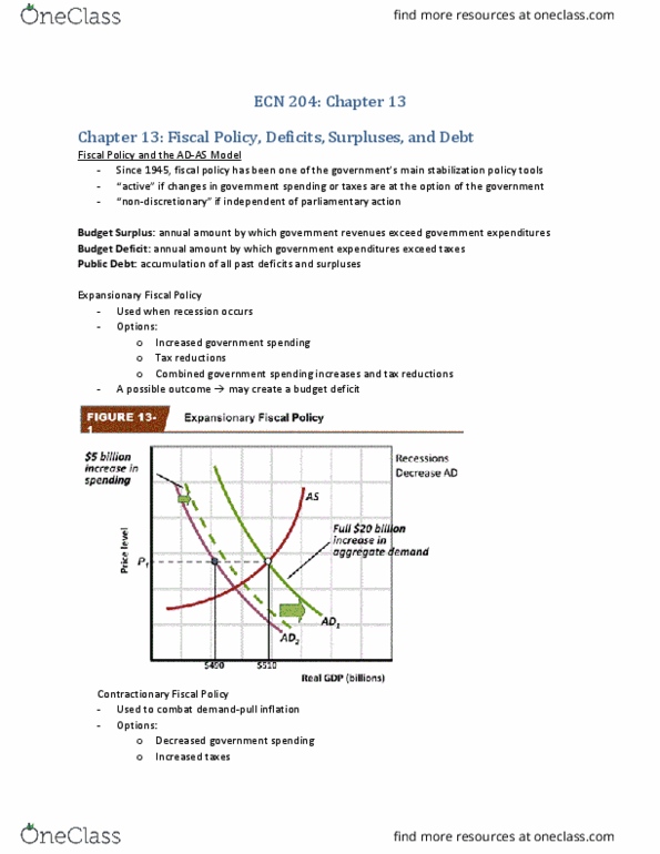ECN 204 Lecture Notes - Lecture 8: Refinancing, National Debt Of The United States, Money Supply thumbnail