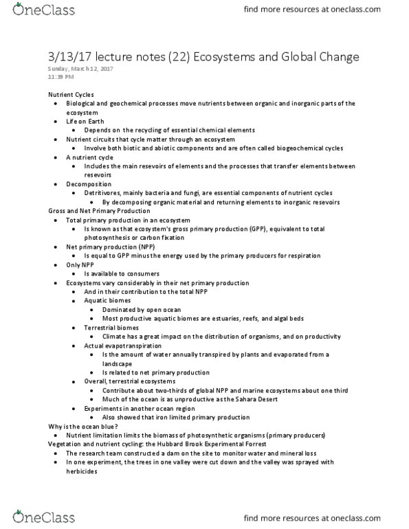 BILD 3 Lecture Notes - Lecture 22: Critical Role, Ozone Depletion, Biomagnification thumbnail