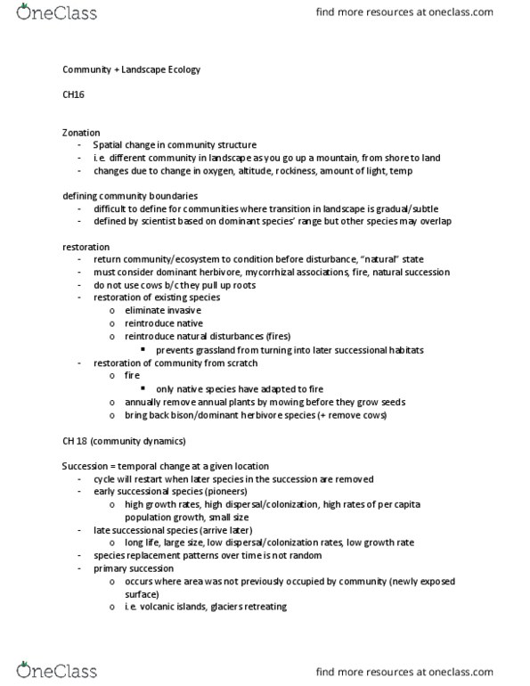 EE BIOL 100 Lecture Notes - Lecture 8: Insular Biogeography, Keystone Species, Landscape Connectivity thumbnail