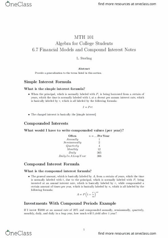 MTH 101 Lecture Notes - Lecture 29: Motorola 68020, Economic Model, Leap Year thumbnail