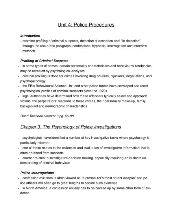 PSYC 3020 Lecture Notes - Full Confession, Offender Profiling, Serial Killer thumbnail