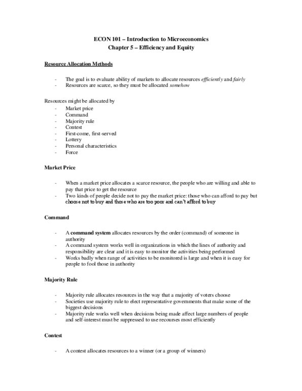 ECON101 Chapter Notes - Chapter 5: Lottery, Market Price, Economic Surplus thumbnail