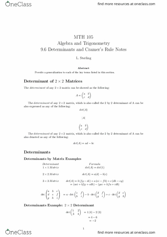 MTH 105 Lecture Notes - Lecture 21: Aaa Proteins, Gabriel Cramer thumbnail