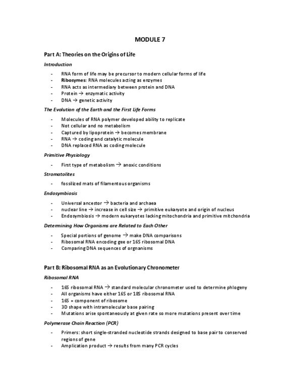 BIOL240 Chapter Notes -16S Ribosomal Rna, 18S Ribosomal Rna, Ribosomal Rna thumbnail