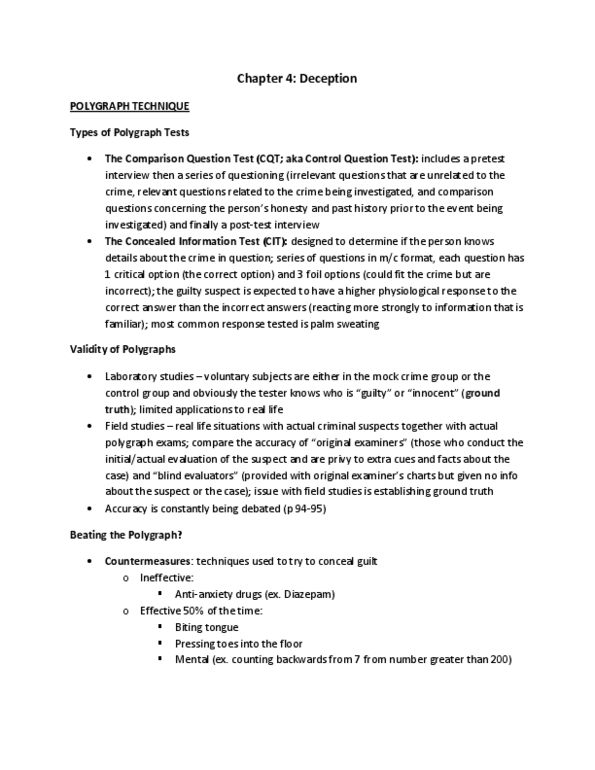 PSYC 3020 Chapter Notes - Chapter 4: Polygraph, Ground Truth, Diazepam thumbnail