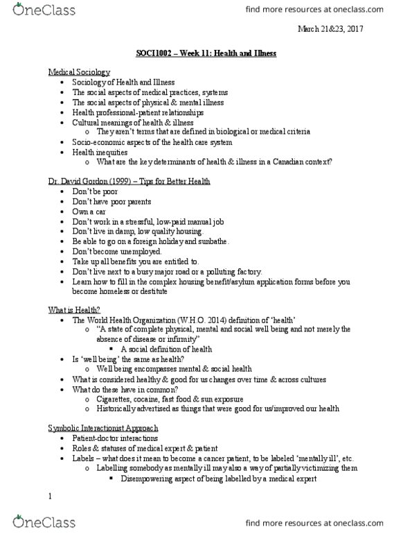 SOCI 1002 Lecture Notes - Lecture 11: Gender Dysphoria, Expert System, Patient Participation thumbnail