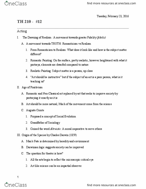 TH 210 Lecture Notes - Lecture 12: Auguste Comte, The Dawning, Dawning Information Industry thumbnail