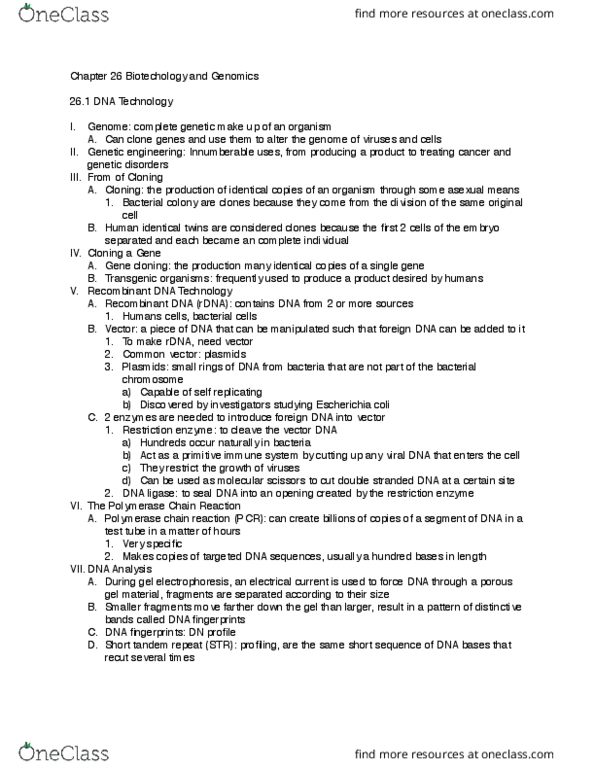 BIOL 1541L Lecture Notes - Lecture 16: Polymerase Chain Reaction, Genetically Modified Bacterium, Silicon Carbide thumbnail