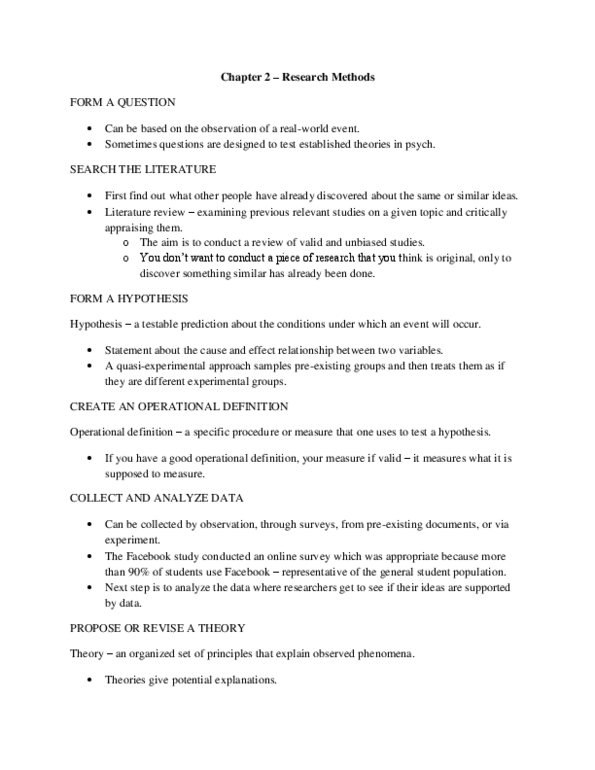 PSYC 2310 Chapter Notes - Chapter 2: Literature Review, Operational Definition, Meta-Analysis thumbnail