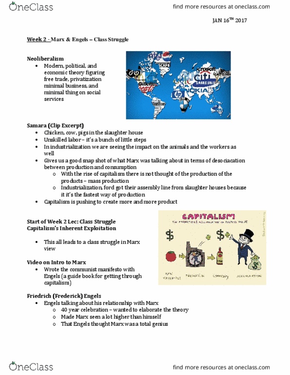 SOCI 3P01 Lecture Notes - Lecture 2: Revolutionary Struggle, Class Conflict, Wage Labour thumbnail