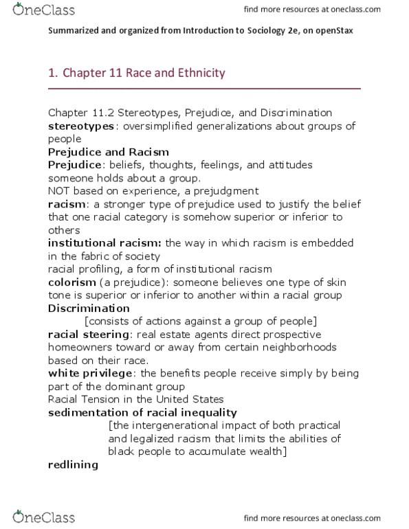 SOCIOL 110 Chapter Notes - Chapter 11.2: Racial Steering, White Privilege, Institutional Racism thumbnail