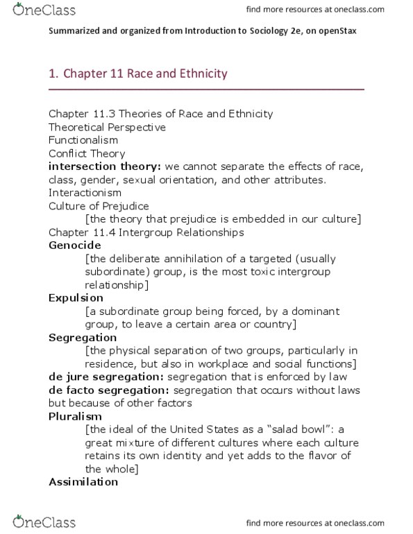 SOCIOL 110 Chapter Notes - Chapter 11.3&4: Miscegenation, Model Minority, De Jure thumbnail
