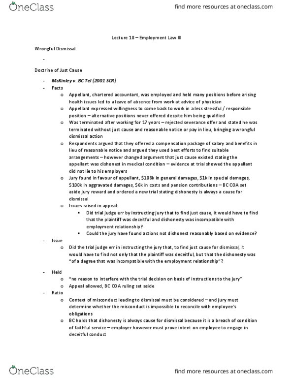 Law 2101 Lecture 18: Lecture 18 - Employment Law III thumbnail