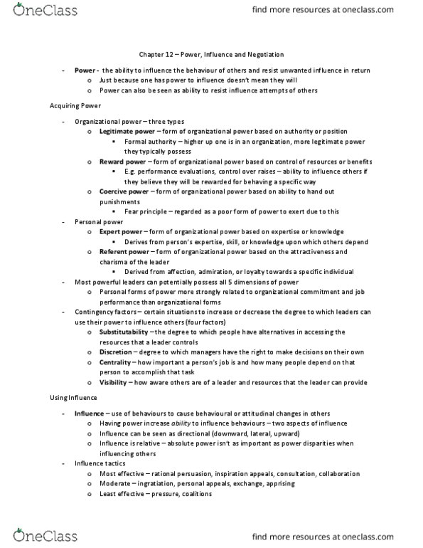 Management and Organizational Studies 2181A/B Chapter Notes - Chapter 12: Ingratiation, Job Performance, Centrality thumbnail