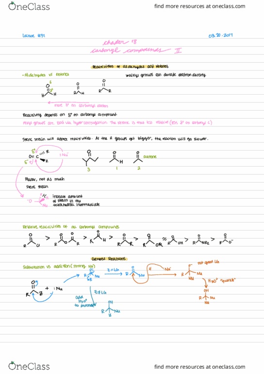 CHEM 2320 Lecture Notes - Lecture 32: Aldehyde, Ketone, Formaldehyde thumbnail