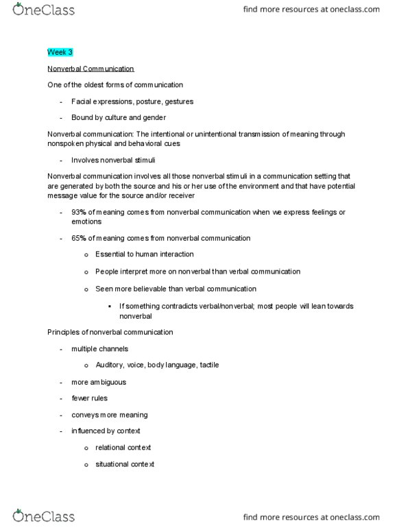 CMN 10Y Lecture Notes - Lecture 5: Chronemics, Impression Management, Kinesics thumbnail