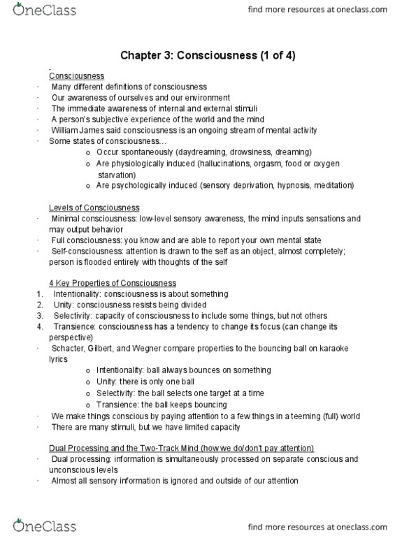 PSY 1101 Lecture Notes - Lecture 9: Inattentional Blindness, Intentionality, Suprachiasmatic Nucleus thumbnail