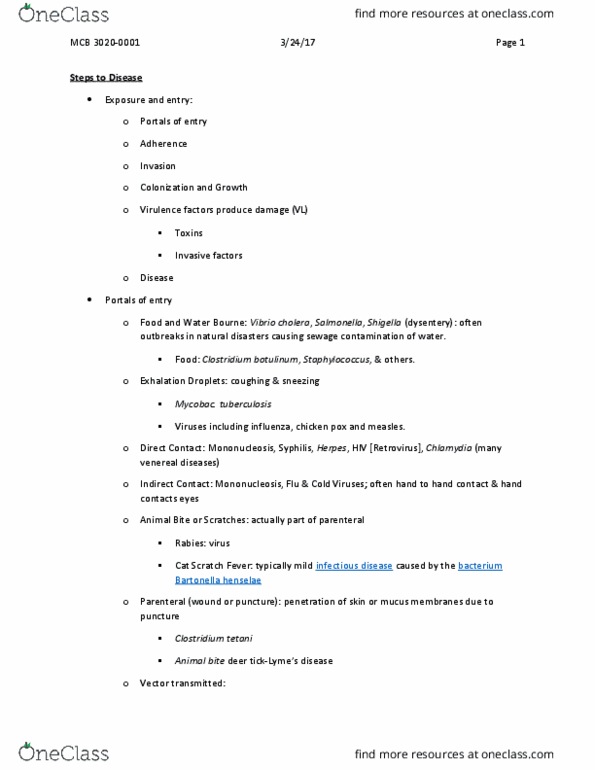 MCB 3020C Lecture Notes - Lecture 30: Neisseria, Human Microbiota, Glycocalyx thumbnail