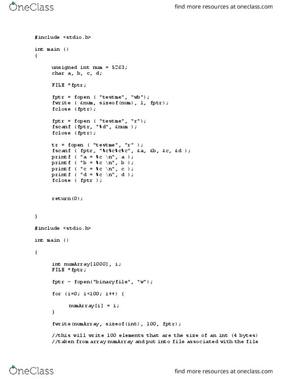 CIS 2500 Lecture Notes - Lecture 4: Data File, C String Handling, Arbitrary-Precision Arithmetic thumbnail