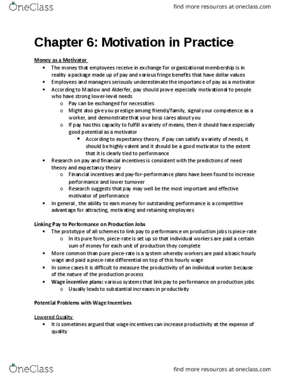 COMMERCE 1BA3 Chapter Notes - Chapter 6: Organizational Culture, Job Enrichment, Peter Drucker thumbnail
