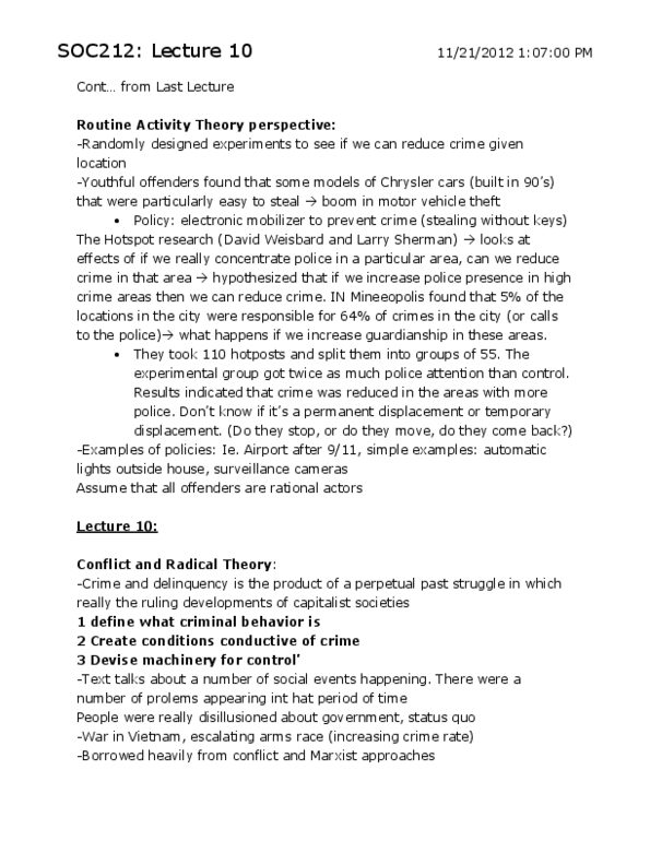 SOC212H1 Lecture Notes - Lecture 10: Routine Activity Theory, Motor Vehicle Theft, Structural Marxism thumbnail
