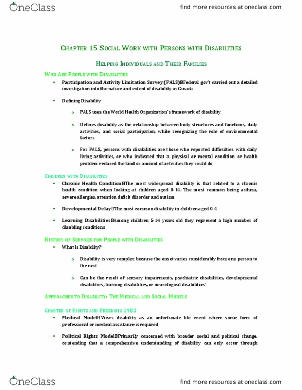 Social Work 1022A/B Chapter Notes - Chapter 15: Odel, Permanent Residency In Canada, Social Stratification thumbnail