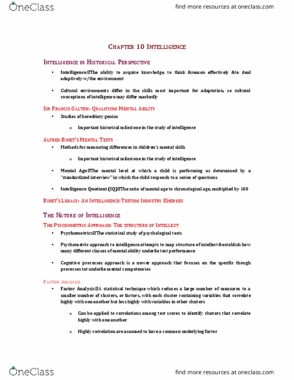 Psychology 1000 Chapter Notes - Chapter 10: Testees, Wupper, Neuroplasticity thumbnail