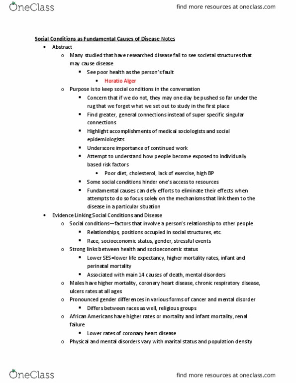 SOCI 101 Lecture Notes - Lecture 3: Infant Mortality, Mental Disorder, Perinatal Mortality thumbnail