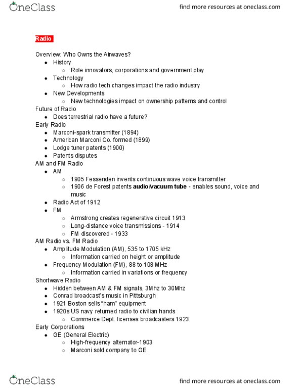 COMM 330 Lecture Notes - Lecture 16: Frequency, Radio Spectrum, Sine Wave thumbnail