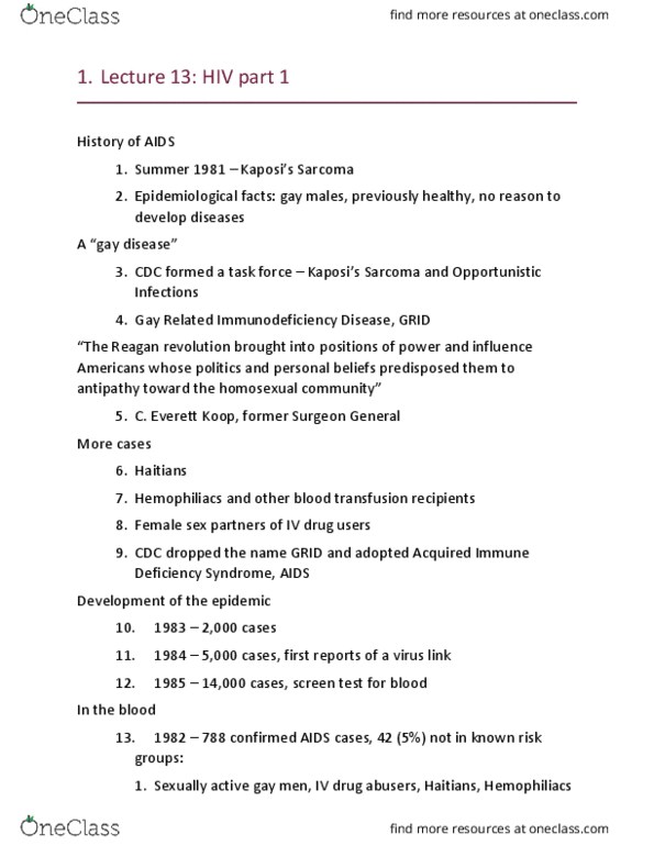 MICROBIO 140P Lecture Notes - Lecture 13: Dengue Fever, Sarcoma, Inoculation thumbnail