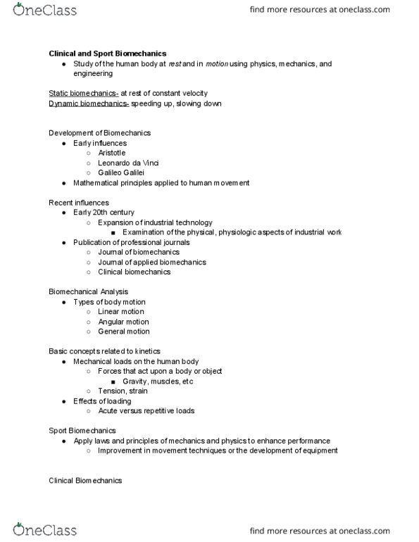 KNES 297 Lecture Notes - Lecture 13: Injury Prevention, Linear Motion, Body Force thumbnail