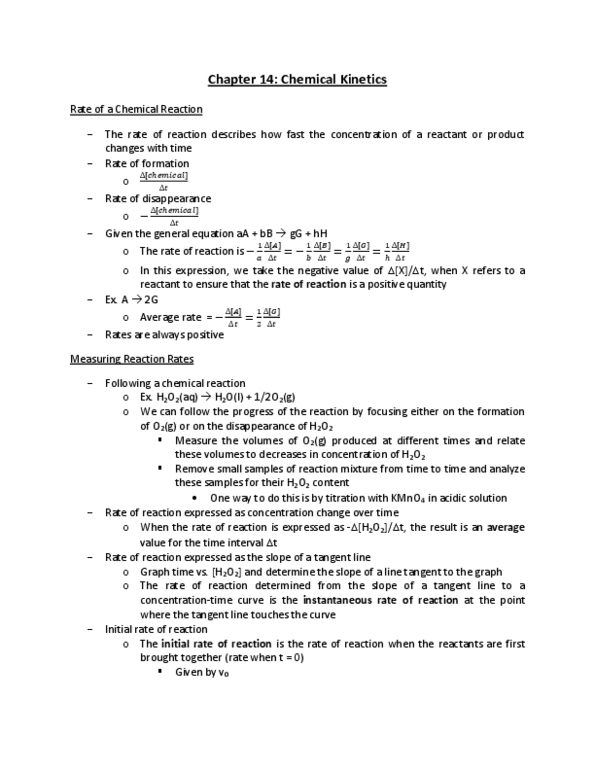 CHEM 1AA3 Lecture Notes - Rate Equation, Collision Theory, Transition State Theory thumbnail