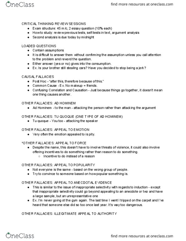 PHL145H5 Lecture Notes - Lecture 24: Mens Rea, Argumentum Ad Baculum, Disjunctive Syllogism thumbnail