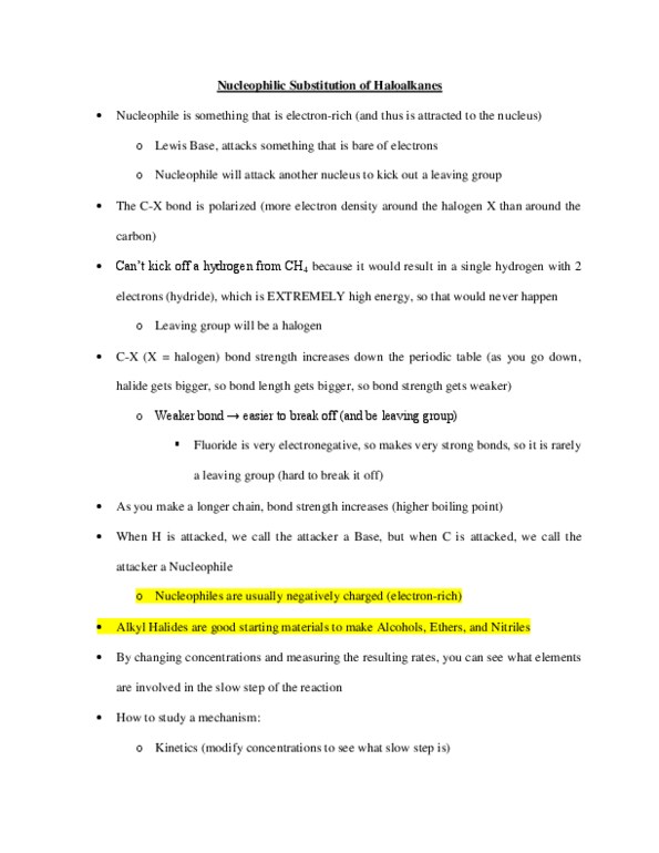 CHEM 2OA3 Lecture Notes - Leaving Group, Nucleophile, Bond Length thumbnail