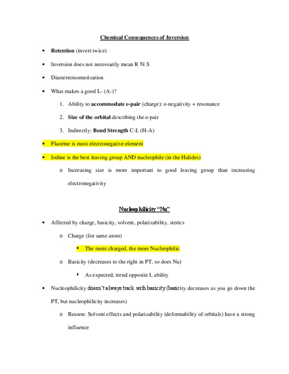 CHEM 2OA3 Lecture Notes - Solvent Effects, Leaving Group, Electronegativity thumbnail