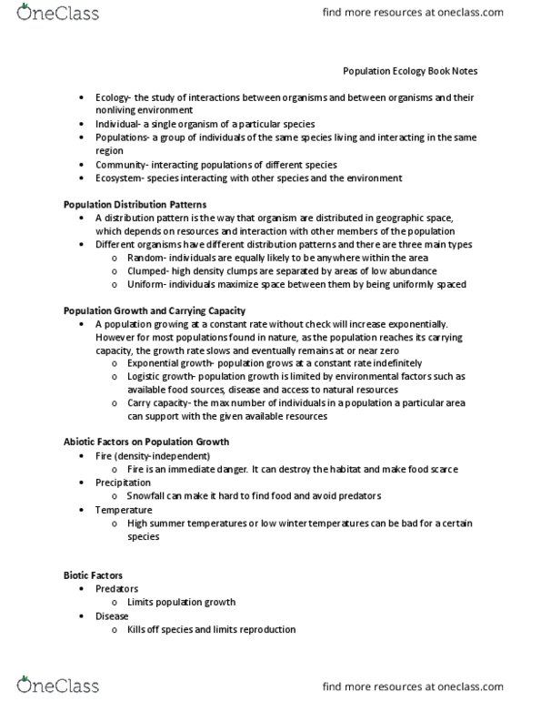 BIOL 102 Chapter Notes - Chapter 21: Logistic Function, Exponential Growth thumbnail