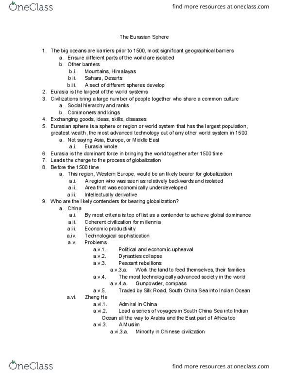 HIST 1011 Lecture Notes - Lecture 8: Musa I Of Mali, Zheng He, Unic thumbnail