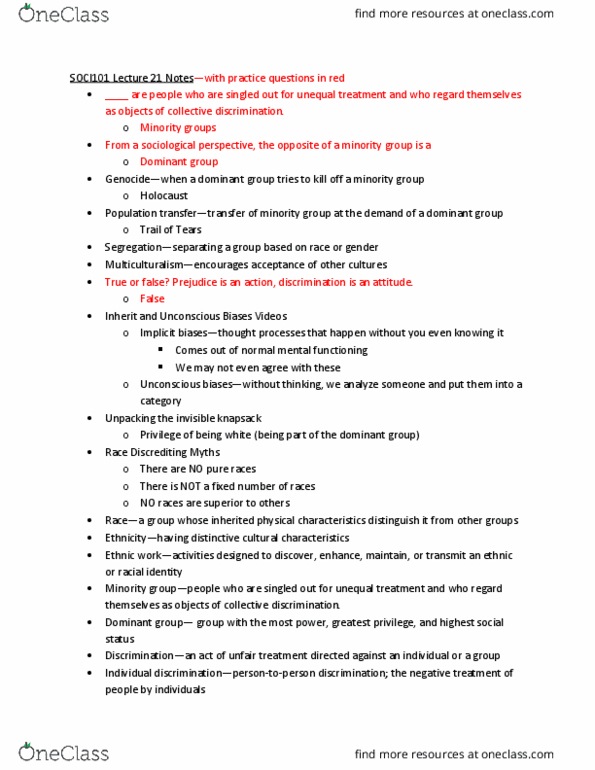 SOCI 101 Lecture Notes - Lecture 21: Authoritarian Personality thumbnail